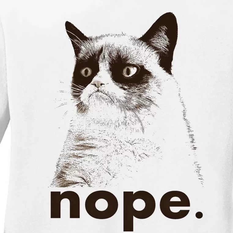 Grumpy Cat Nope Ladies Long Sleeve Shirt