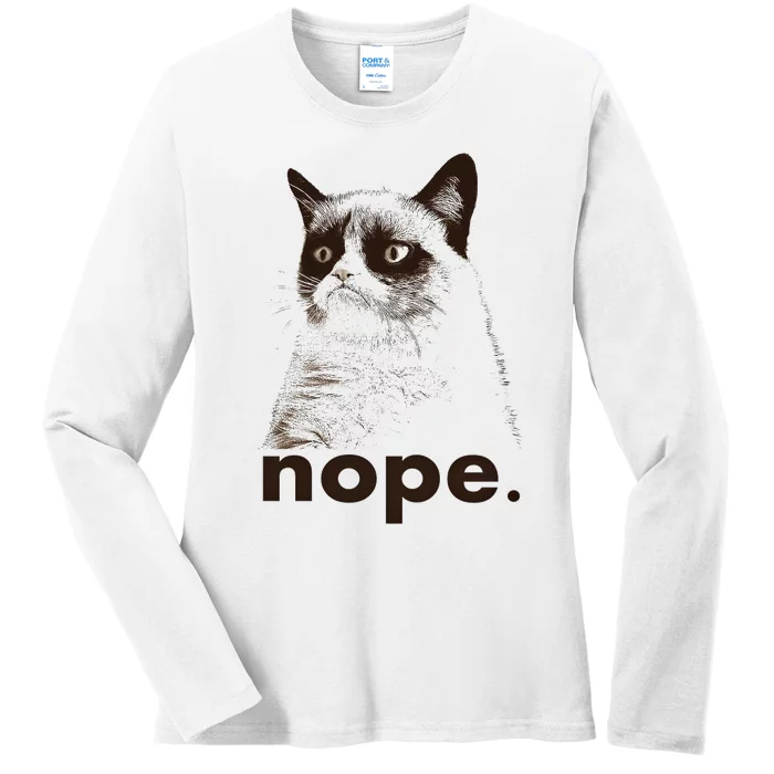 Grumpy Cat Nope Ladies Long Sleeve Shirt