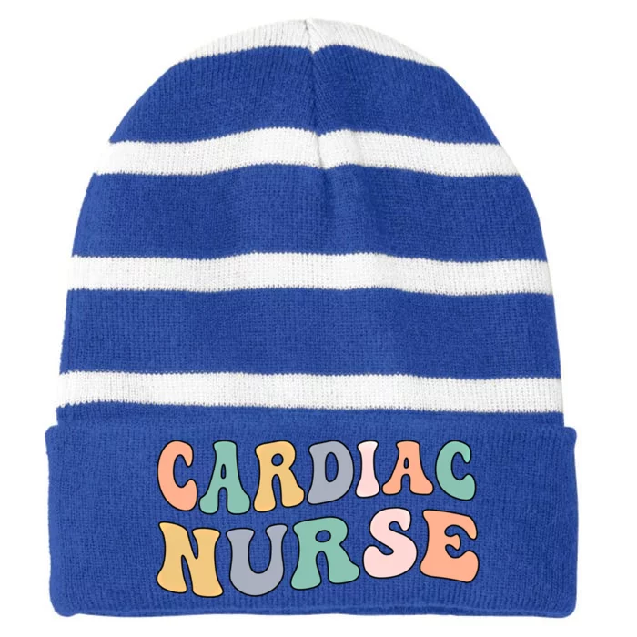 Groovy Cardiac Nurse Cardiac Nursing Gift Striped Beanie with Solid Band