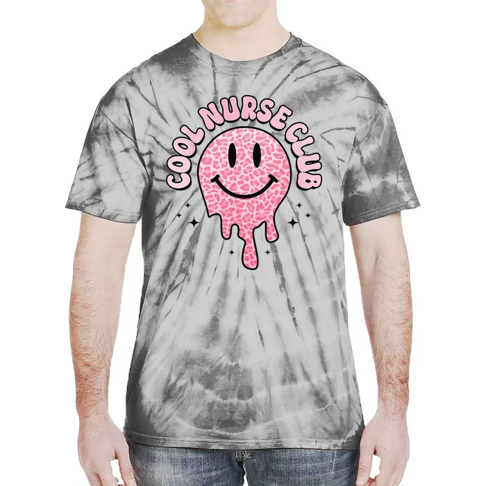 Groovy Cool Nurse Club Healthcare Worker Smile Face Tie-Dye T-Shirt