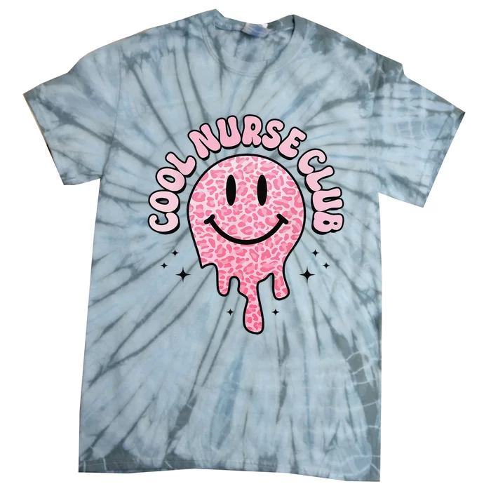 Groovy Cool Nurse Club Healthcare Worker Smile Face Tie-Dye T-Shirt