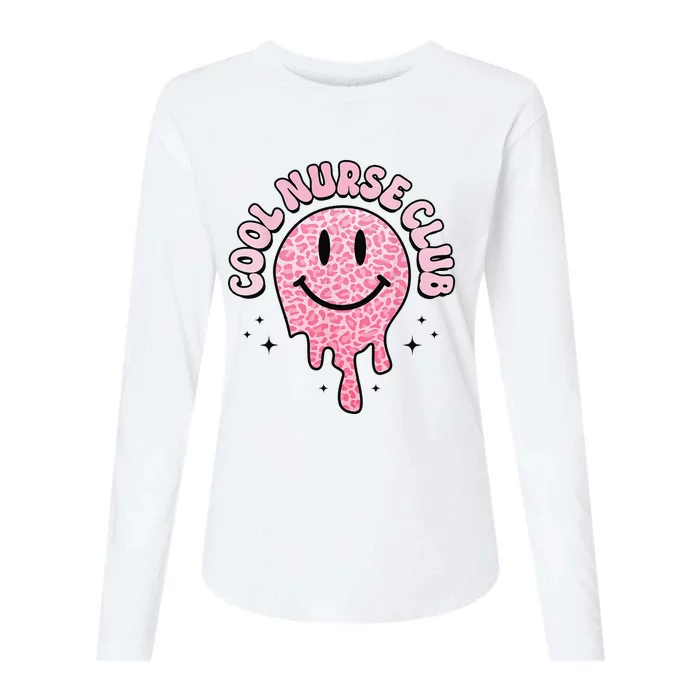 Groovy Cool Nurse Club Healthcare Worker Smile Face Womens Cotton Relaxed Long Sleeve T-Shirt