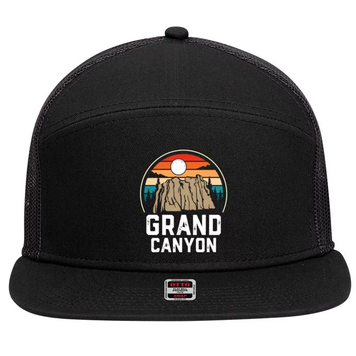 Grand Canyon National Park Arizona Travel Lover Camping Retro Vintage 7 Panel Mesh Trucker Snapback Hat