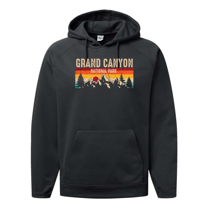 Grand Canyon National Park Arizona Travel Lover Camping Retro Performance Fleece Hoodie