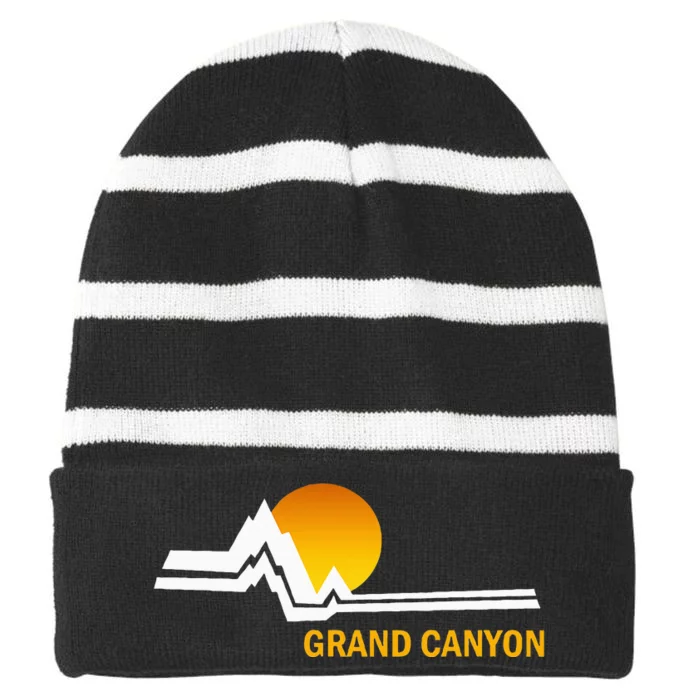 Grand Canyon National Park Mountain Sunset Striped Beanie with Solid Band