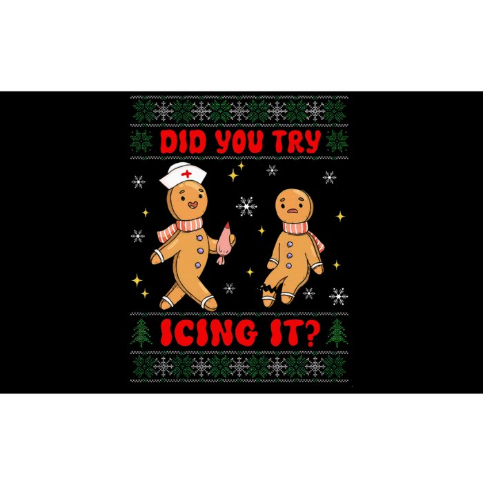 Groovy Christmas Nurse Gingerbread Man Did You Try Icing It Bumper Sticker