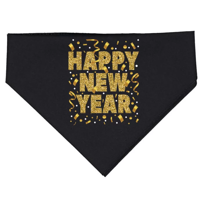 Golden Confetti New YearS Eve Happy New Year USA-Made Doggie Bandana