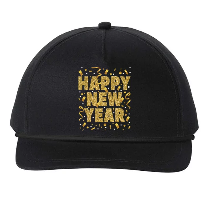 Golden Confetti New YearS Eve Happy New Year Snapback Five-Panel Rope Hat