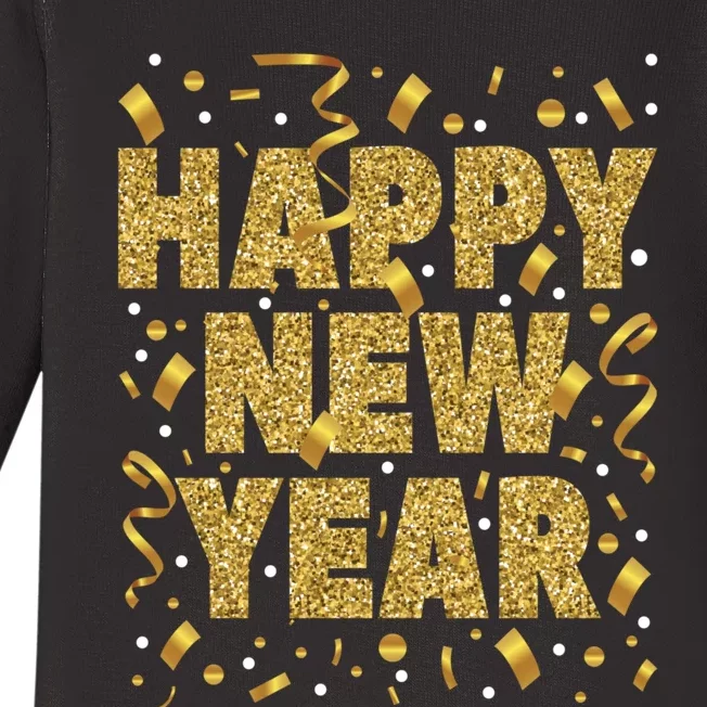 Golden Confetti New YearS Eve Happy New Year Baby Long Sleeve Bodysuit