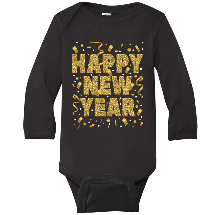 Golden Confetti New YearS Eve Happy New Year Baby Long Sleeve Bodysuit