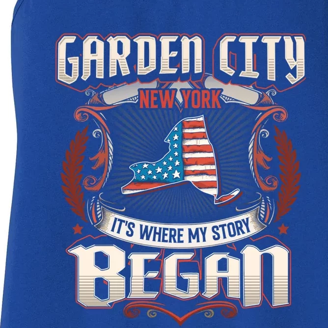 Garden City New York Usa Flag 4th Of July Meaningful Gift Women's Racerback Tank