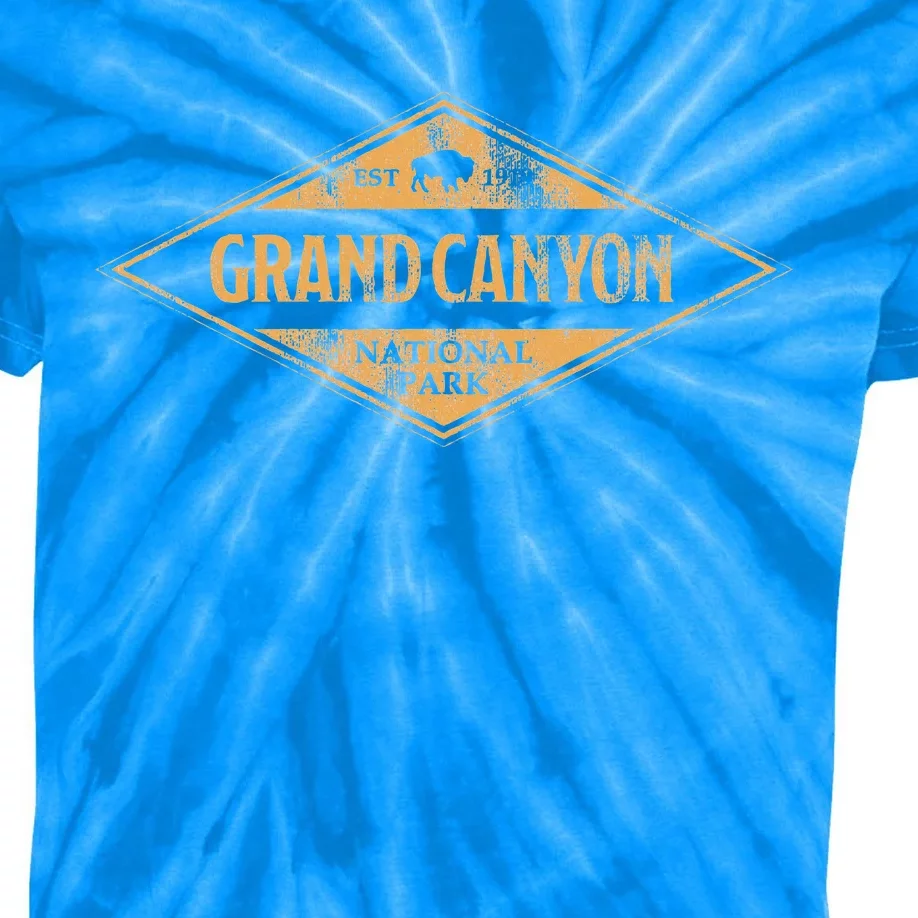 Grand Canyon National Park Bison Hiking Kids Tie-Dye T-Shirt