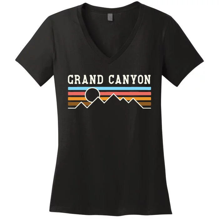 Grand Canyon National Park Retro Camping Hiking Women's V-Neck T-Shirt