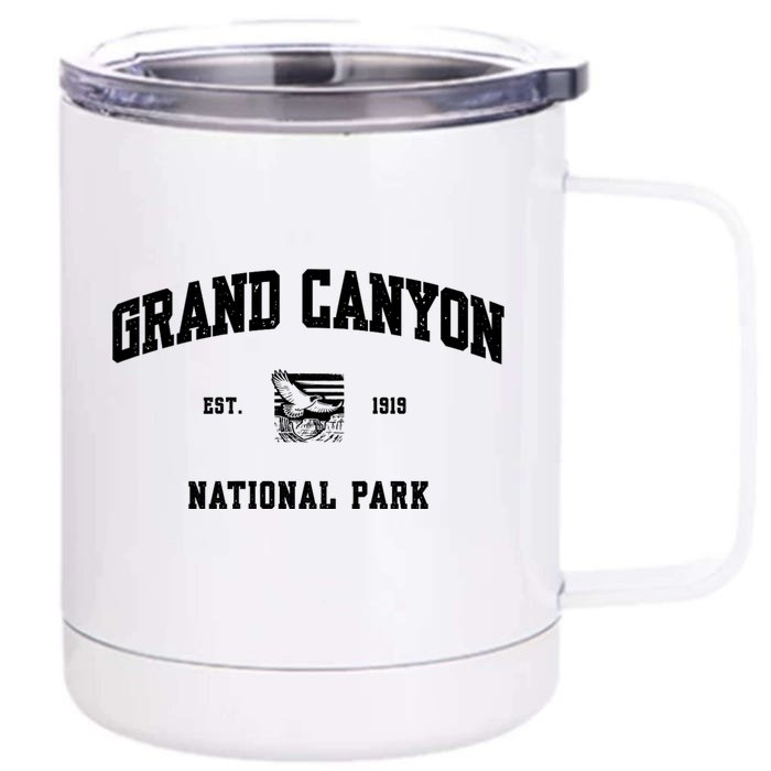 Grand Canyon National Park Sports Text Vintage Bald Eagle Front & Back 12oz Stainless Steel Tumbler Cup