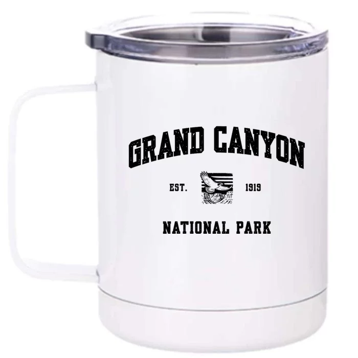 Grand Canyon National Park Sports Text Vintage Bald Eagle Front & Back 12oz Stainless Steel Tumbler Cup