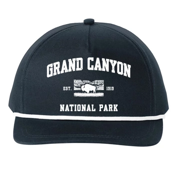 Grand Canyon National Park Sports Text Vintage Retro Bison Snapback Five-Panel Rope Hat