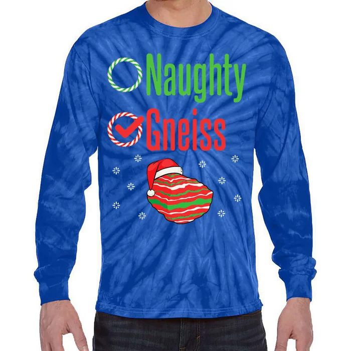 Geology Christmas Naughty Gneiss Rock Collector Tie-Dye Long Sleeve Shirt