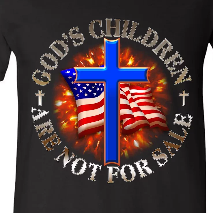 Gods Children Not Are For Sale American USA Flag V-Neck T-Shirt