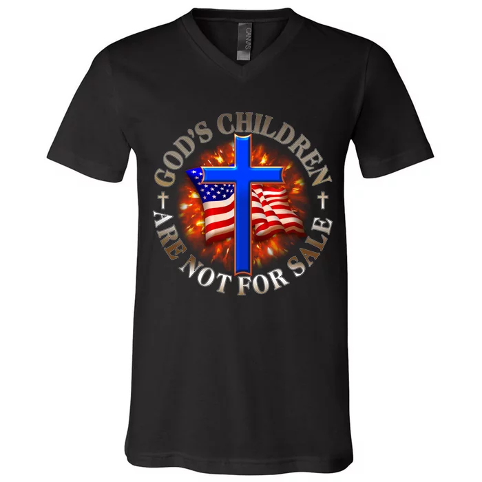 Gods Children Not Are For Sale American USA Flag V-Neck T-Shirt