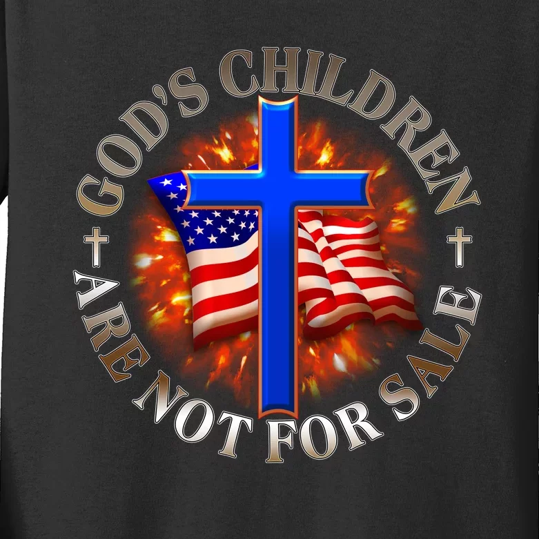 Gods Children Not Are For Sale American USA Flag Kids Long Sleeve Shirt