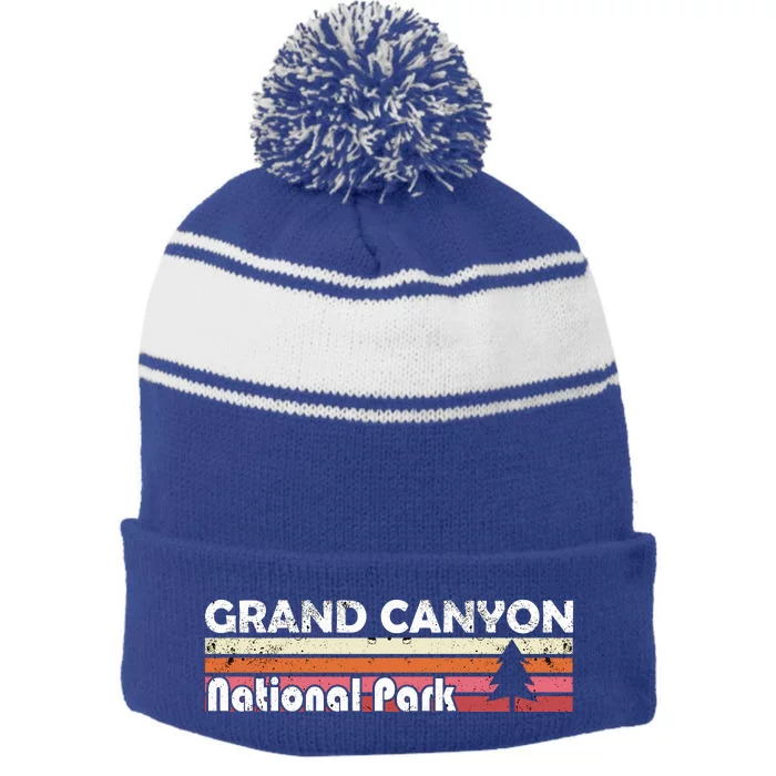 Grand Canyon National Park Retro Style Vintage 70s 80s 90s Gift Stripe Pom Pom Beanie