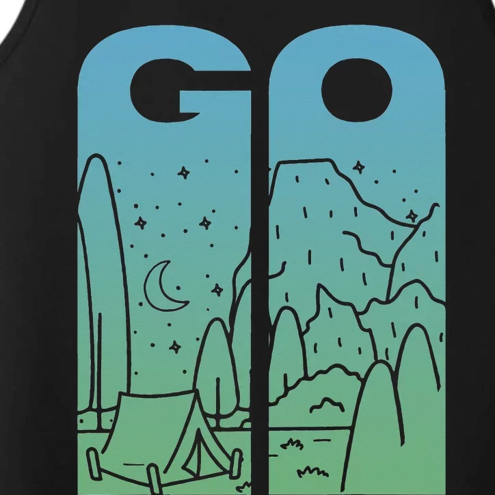 Go Camping original design for camp and wilderness campers Performance Tank