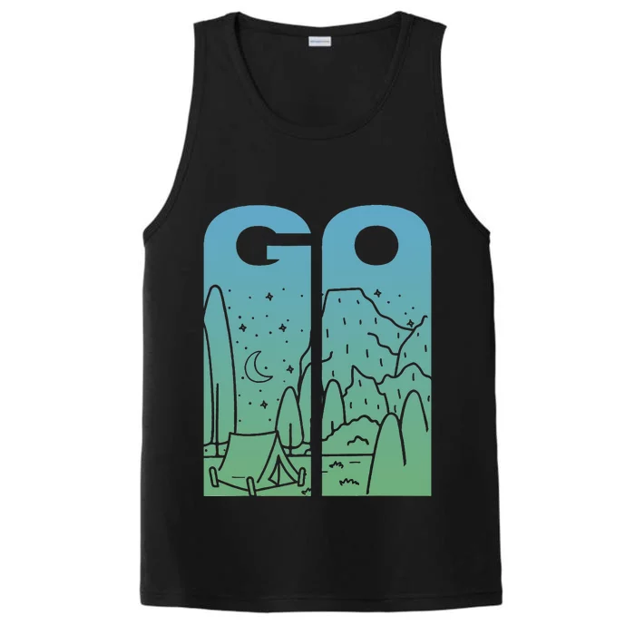 Go Camping original design for camp and wilderness campers Performance Tank