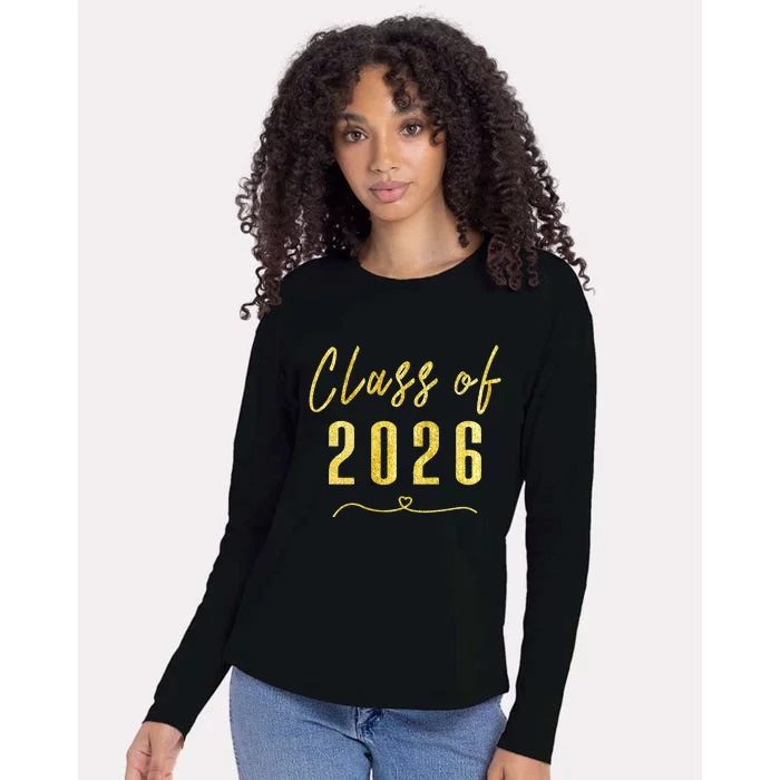 Gold Class Of 2026 Student Gift High School College Womens Cotton Relaxed Long Sleeve T-Shirt