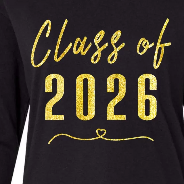 Gold Class Of 2026 Student Gift High School College Womens Cotton Relaxed Long Sleeve T-Shirt