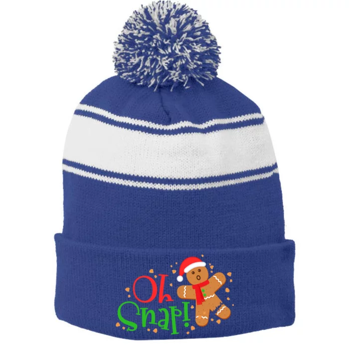 Gingerbread Christmas Oh Snap! Baking Baker Holiday Meaningful Gift Stripe Pom Pom Beanie