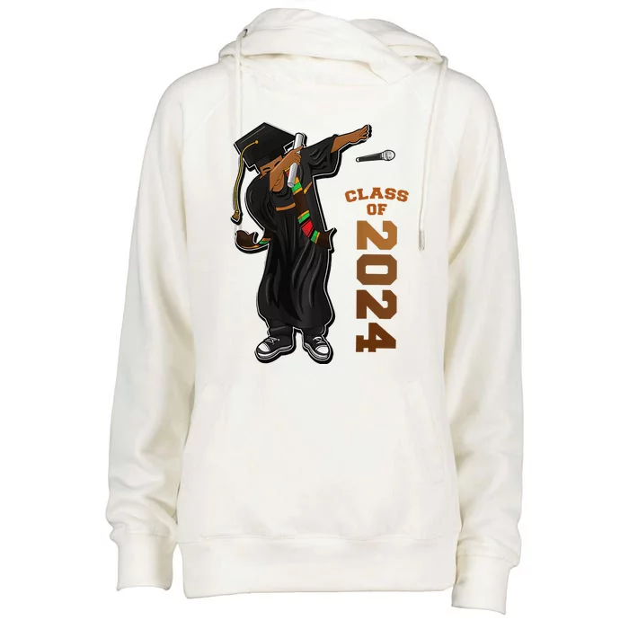 Graduation Class Of 2024 Dabbing Black Kente Stole Womens Funnel Neck Pullover Hood