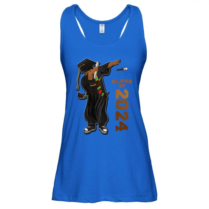 Graduation Class Of 2024 Dabbing Black Kente Stole Ladies Essential Flowy Tank