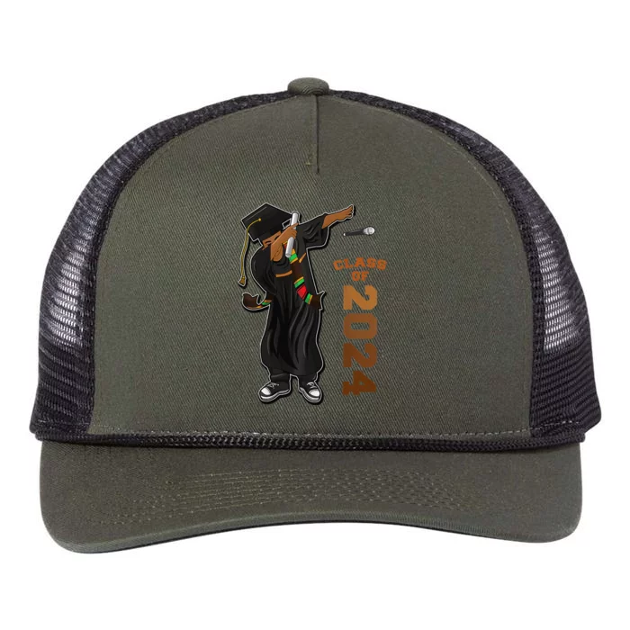 Graduation Class Of 2024 Dabbing Black Kente Stole Retro Rope Trucker Hat Cap