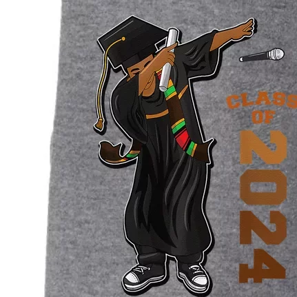 Graduation Class Of 2024 Dabbing Black Kente Stole Doggie 3-End Fleece Hoodie