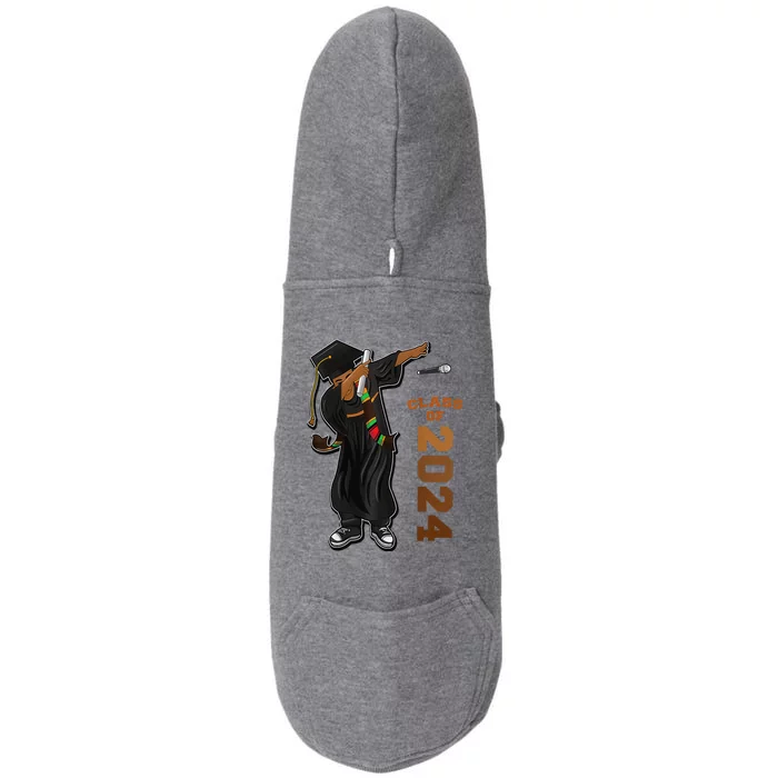 Graduation Class Of 2024 Dabbing Black Kente Stole Doggie 3-End Fleece Hoodie