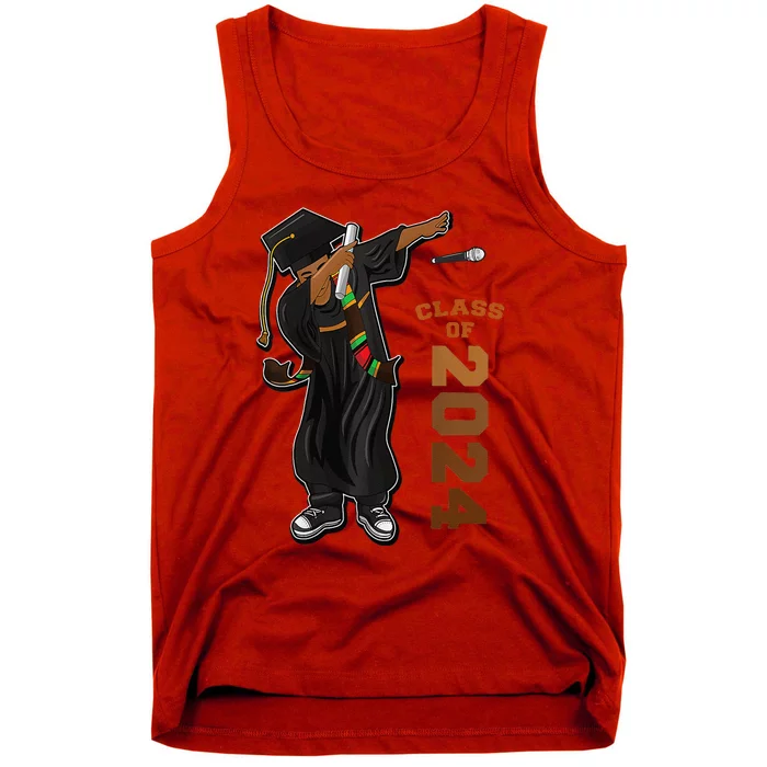 Graduation Class Of 2024 Dabbing Black Kente Stole Tank Top