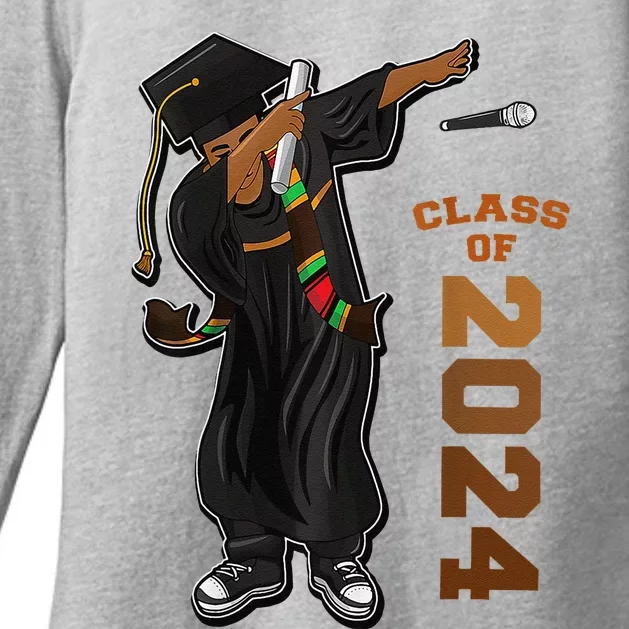 Graduation Class Of 2024 Dabbing Black Kente Stole Womens CVC Long Sleeve Shirt