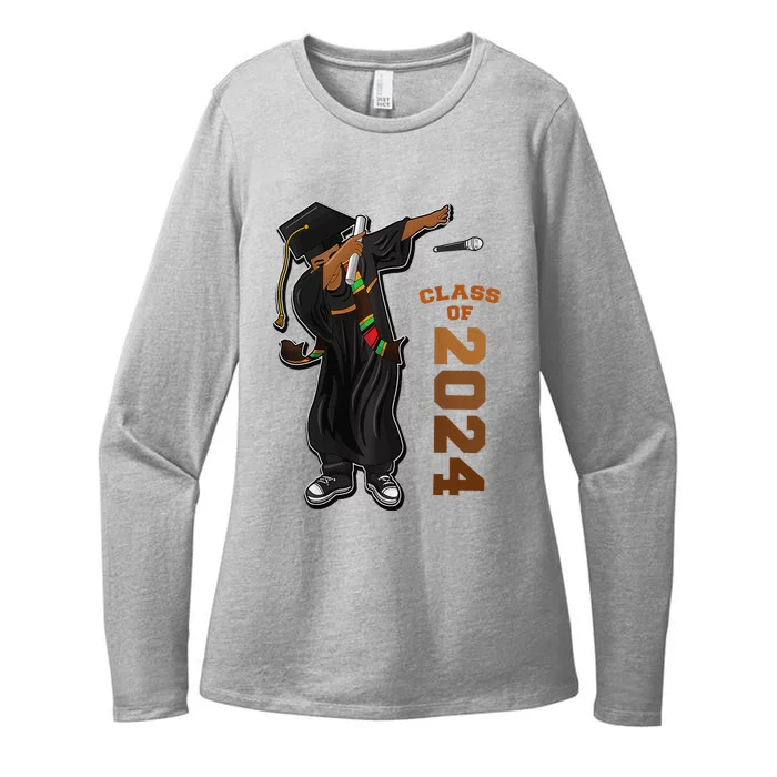 Graduation Class Of 2024 Dabbing Black Kente Stole Womens CVC Long Sleeve Shirt