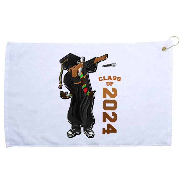 Graduation Class Of 2024 Dabbing Black Kente Stole Grommeted Golf Towel