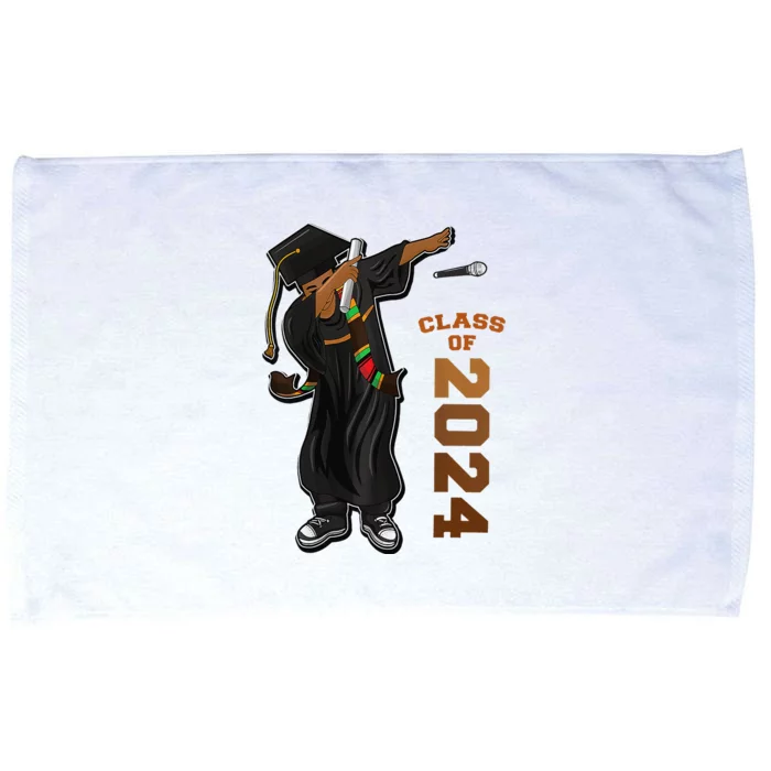 Graduation Class Of 2024 Dabbing Black Kente Stole Microfiber Hand Towel