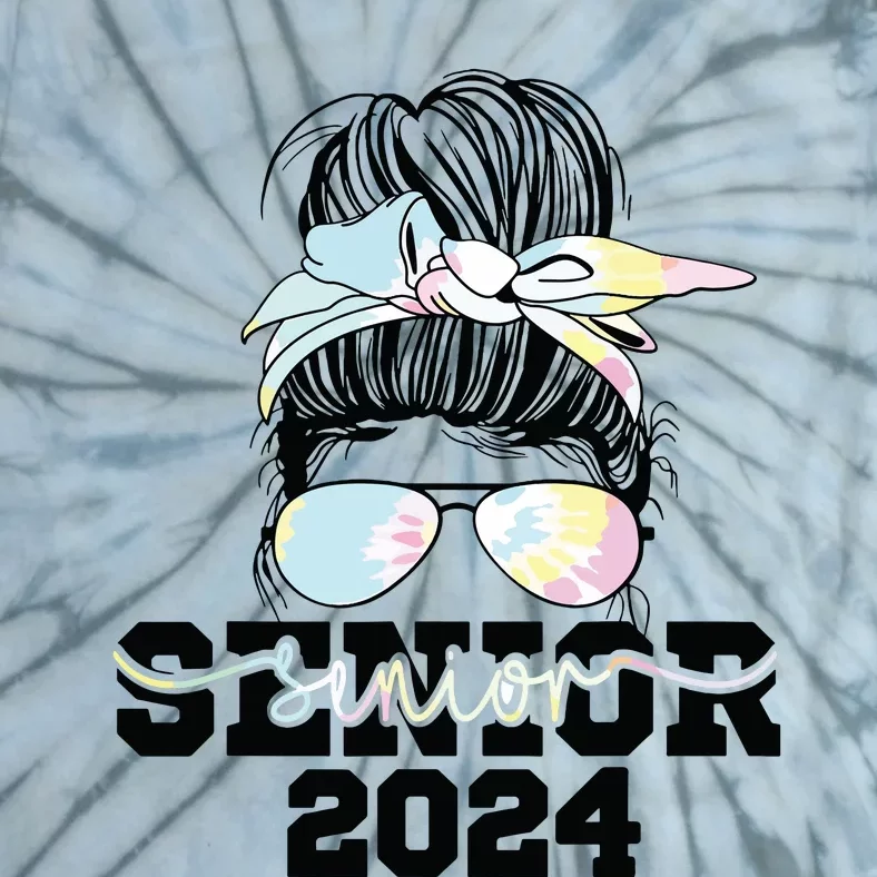 Girl Class Of 2024 Messy Bun Seniors 24 School Tie-Dye T-Shirt