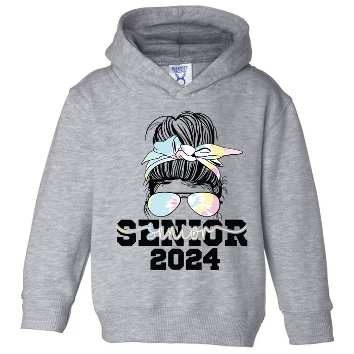 Girl Class Of 2024 Messy Bun Seniors 24 School Toddler Hoodie