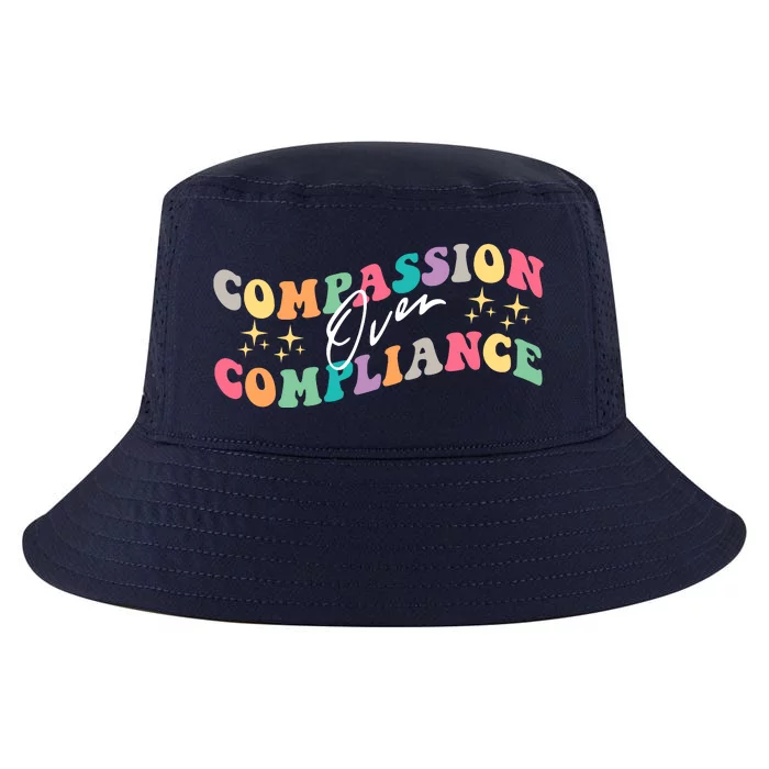 Groovy Compassion Over Compliance ABA Therapy BCBA Therapist Cool Comfort Performance Bucket Hat