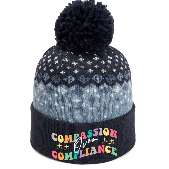 Groovy Compassion Over Compliance ABA Therapy BCBA Therapist The Baniff Cuffed Pom Beanie