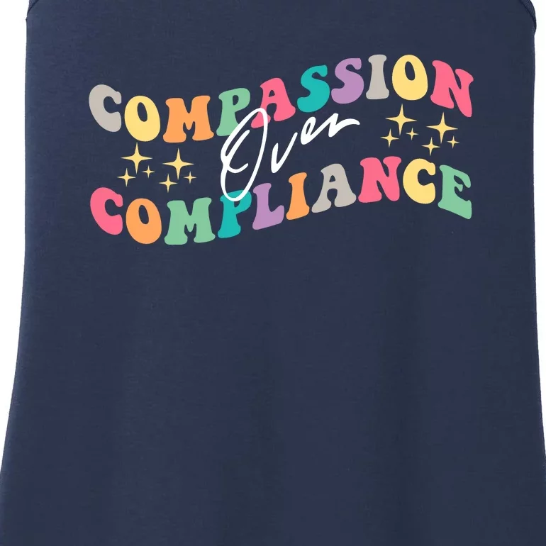 Groovy Compassion Over Compliance ABA Therapy BCBA Therapist Ladies Essential Tank