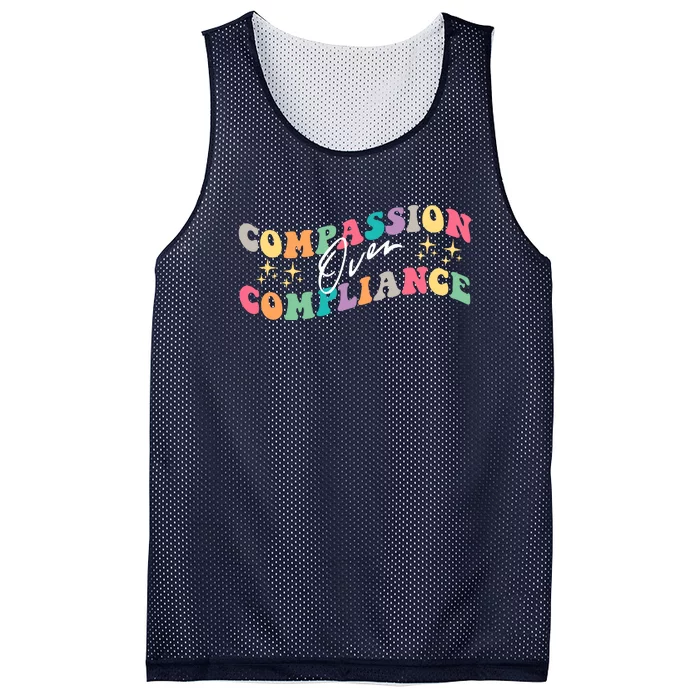 Groovy Compassion Over Compliance ABA Therapy BCBA Therapist Mesh Reversible Basketball Jersey Tank