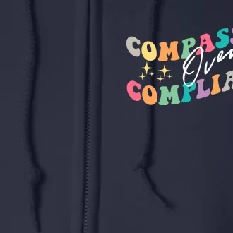 Groovy Compassion Over Compliance ABA Therapy BCBA Therapist Full Zip Hoodie