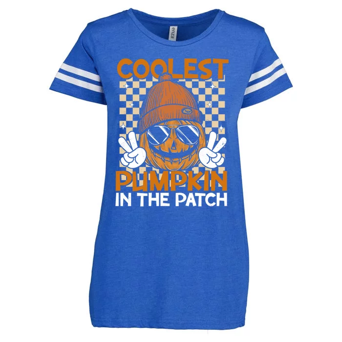 Groovy Coolest Pumpkin In The Patch Halloween Gift Enza Ladies Jersey Football T-Shirt