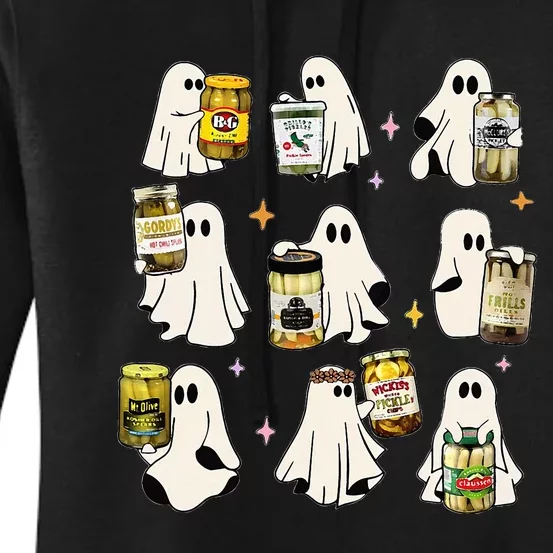 Ghost Canned Pickles Cute Ghost Pickle Jar Canning Season Women's Pullover Hoodie