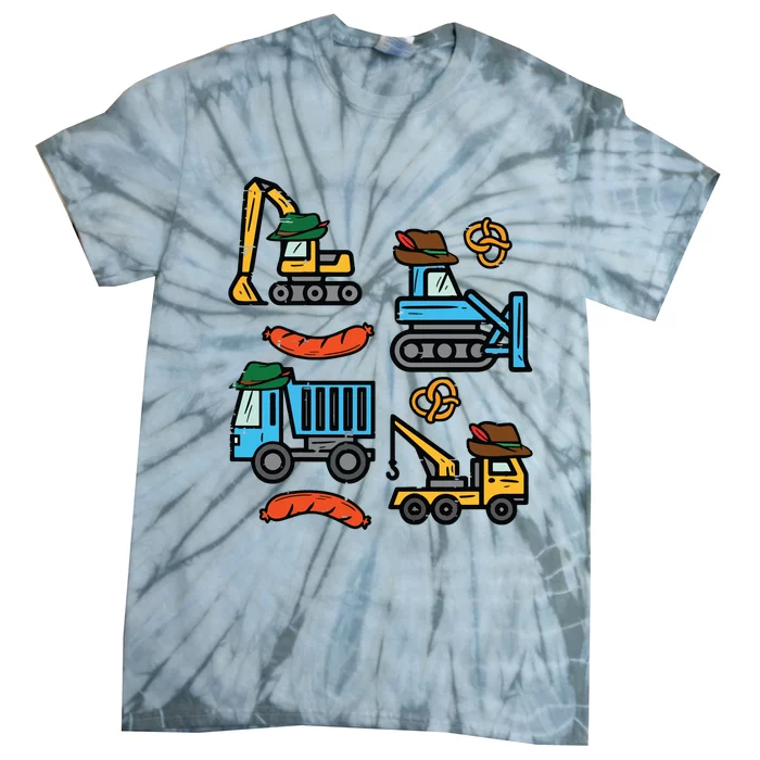 German Construction Pretzel Sausage Oktoberfest Tie-Dye T-Shirt